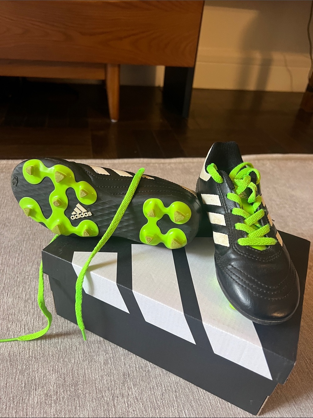 adidas Black Soccer Cleats with Neon Green Details